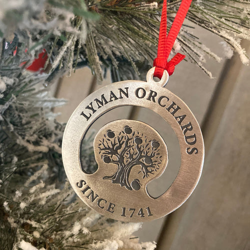 Lyman Orchards Solid Pewter Christmas Ornament, Limited Edition, Two-Sided, Handcrafted in Connecticut